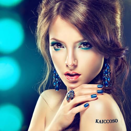 KAICCOSO Almond Press on Nails Medium Fall Cat Eye Fake Nails Gold Leaf 24Pcs