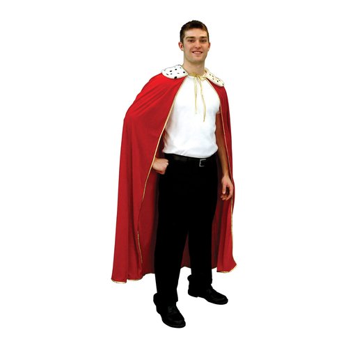 Beistle 2 Piece Adult King/Queen Polyester Fabric Robe with Fur Collar and Gold Trim Mardi Gras Halloween Costumes and Medieval Party Supplies