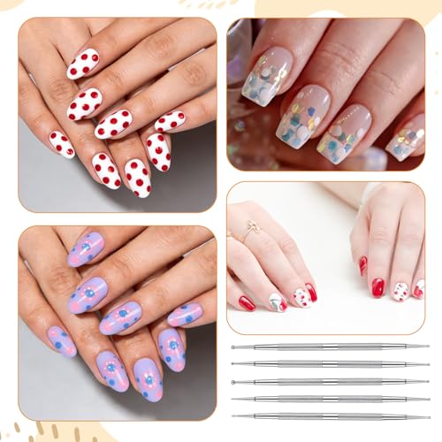 5 Pcs Double-Sided Nail Dotting Tool Stainless Steel Ball Pens