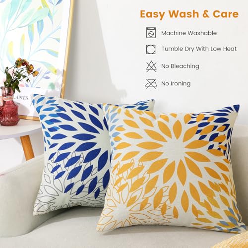 Waterproof Outdoor Pillow Covers 18x18 - Set of 2, Soft Linen