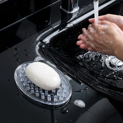 Clear Plastic Soap Holder & Soap Saver Tray - 2-Pack Reversible Dish