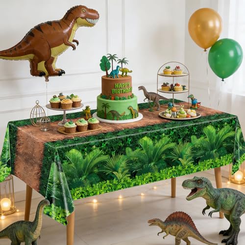 Dinosaur Tablecloths - Pack of 3, 54 x 108 Inches for Parties