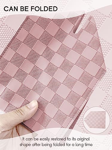 TOGETRUE Square Tissue Box Cover - Chessboard PU Leather Holder, Pink