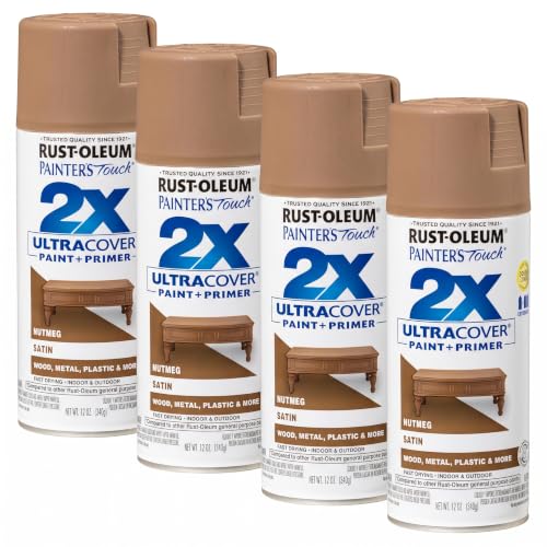 Rust-Oleum Painter's Touch 2X Ultra Cover Satin Spray Paint Nutmeg 12oz Pack of 4