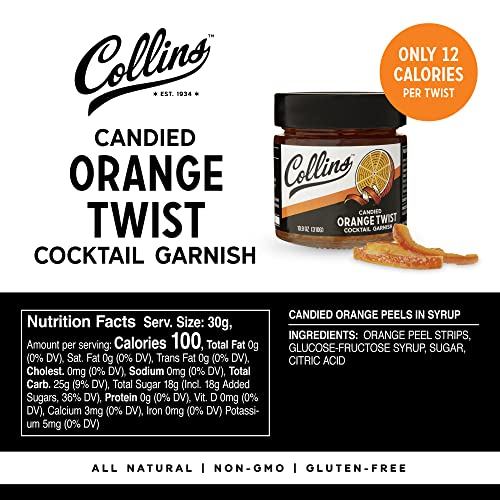 Collins Candied Orange Peel Twist in Syrup - 10.9 oz Cocktail Garnish