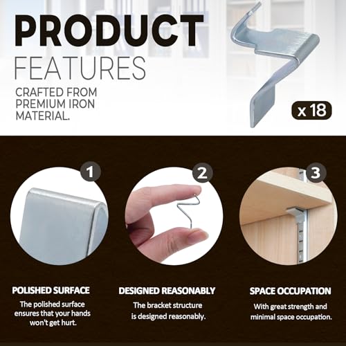 Heavy Duty Shelf Clips - 18 Metal Support Pegs for Cabinets