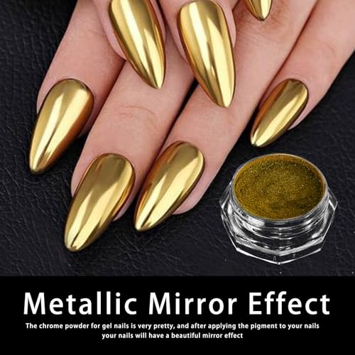 Gyraolvant Metallic Mirror Gold Chrome Nail Powder Pigment Art Decor