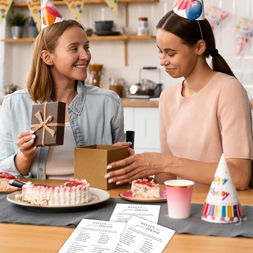 What's on Your Phone? Adult Birthday Party Game Cards - Fun Icebreaker Sheets, 25 Pack