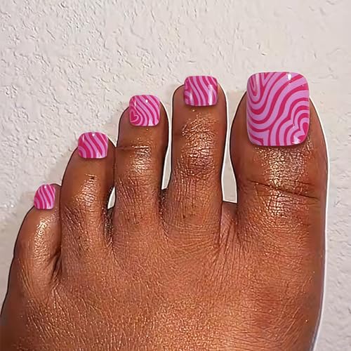 Press on Toenails with Designs Acrylic Fake Toe Nails Charms XZ9707