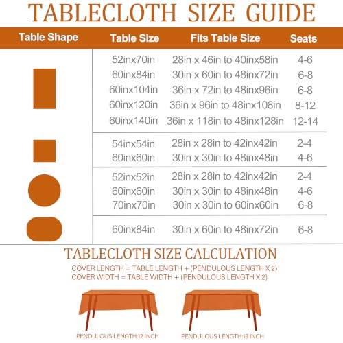 Thanksgiving Tablecloth 60x104 Inch Fall Harvest Border Waterproof Polyester