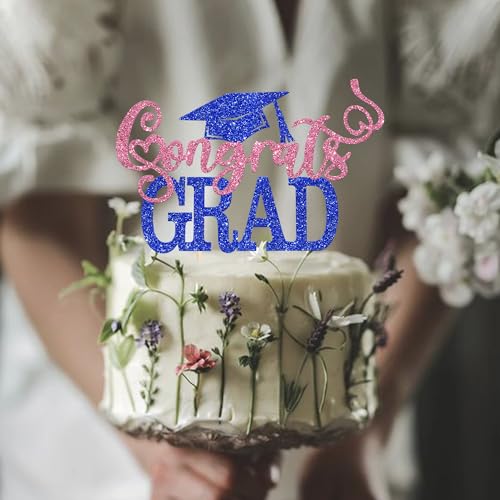 Congrats Grad 2026 Cake Topper Glitter Class of 2026 Party Decoration
