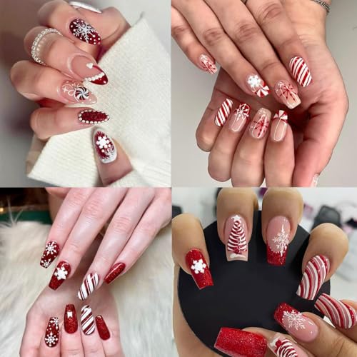 BUNLVDI 200Pcs Christmas Snowflake Nail Charms Mixed Sizes Winter Resin Gems