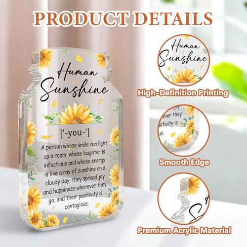 Inspirational Acrylic Plaque Sign - Sunflower Desktop Decor Gift