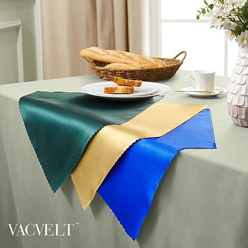 Gold Scalloped Satin Napkins - 12 Pack, 12x12 Inch Wedding Decor