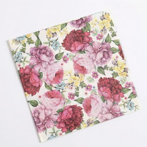 Vintage Floral Paper Napkins - 2-Ply, 20-Count, 6.5 Inch