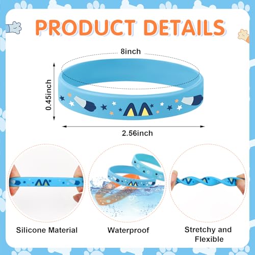 Blue Dog Theme Silicone Wristbands Set - 42 Pcs, Fun for Parties