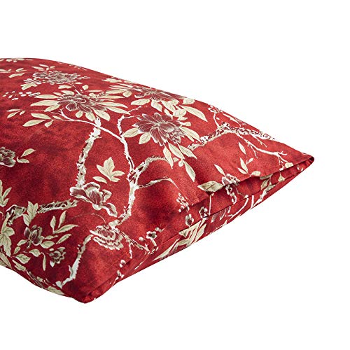 Wake In Cloud Vintage Floral Pillowcases, Red Toile Pattern, 20x26, Set of 2