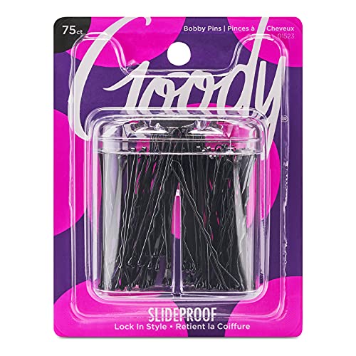 Goody SlideProof Black Bobby Pins with Magnetic Storage Box - 75 Count