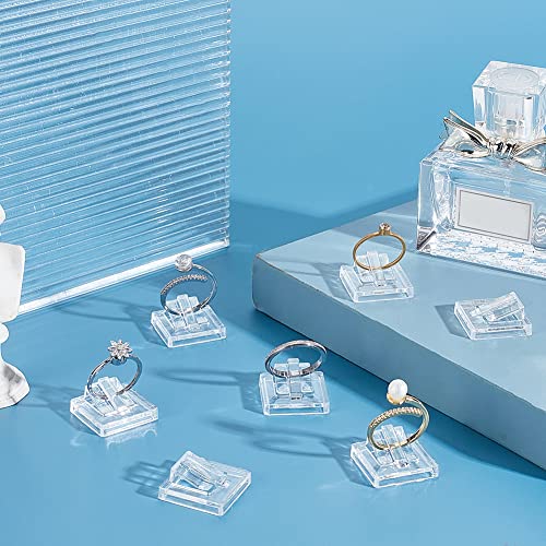 30pcs Clear Acrylic Square Ring Display Holders for Jewelry Showcase