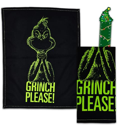 Grinch Hand Towels Set - Christmas Kitchen Decor, 2-Pack Microfiber