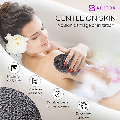 Adeton Authentic African Net Sponge Large Exfoliating Bath Cloth Gray