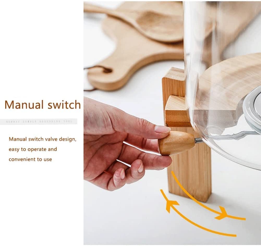 L'ÉPICÉA Glass Rice Dispenser with Bamboo Stand, Large Airtight Rice Storage Container, Cereal/Grain/Coffee Bean/Dry Food Dispenser Countertop, Rice Holder, Rice Bin