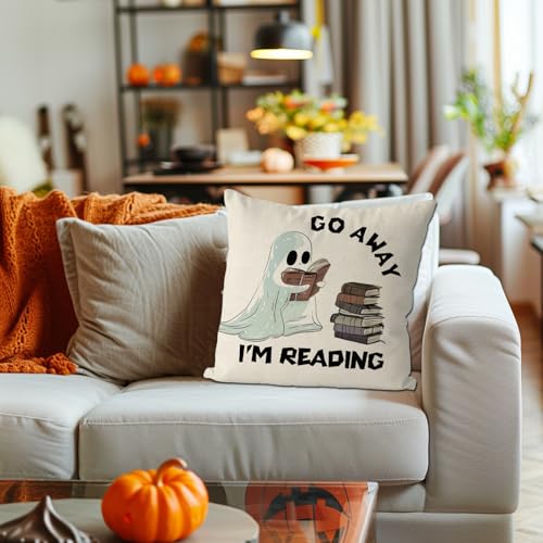 GAGEC Halloween 18x18 Inch Ghost Pillow Cover - Spooky Holiday Farmhouse Decor