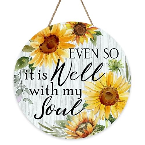 Bolisom Rustic Sunflower Door Sign | Inspirational Home Decor 12"
