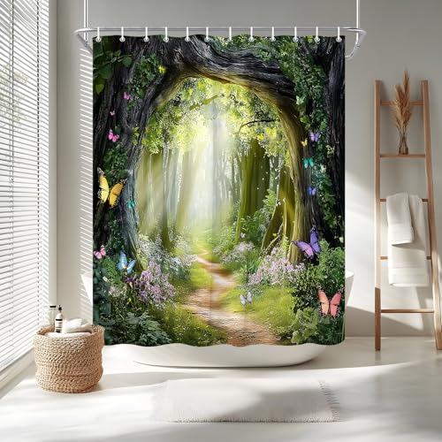 Green Forest Fantasy Shower Curtain - 70" W x 70" L - Pack of 1
