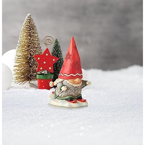 Enesco Jim Shore Heartwood Creek Gnome with Braids Skiing Figurine, 4.33 Inch, Multicolor