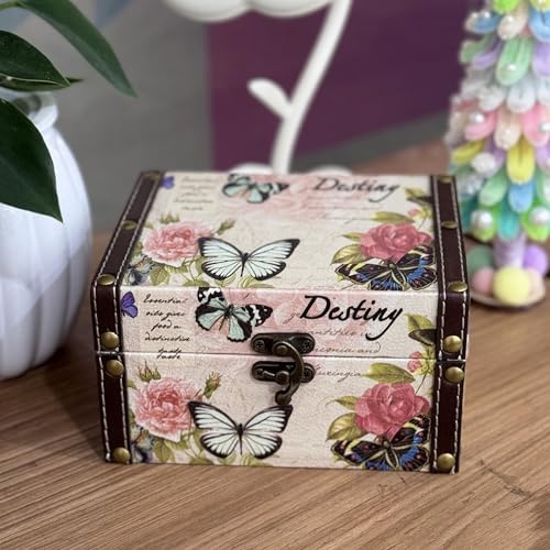 Butterfly Jewelry Box - Pink Wooden Treasure Chest for Women