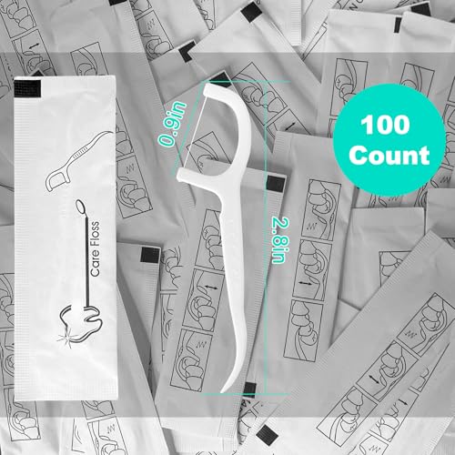 Garrelett 100 Count Individually Wrapped Floss Picks for Travel and Wedding