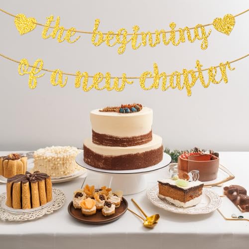 Beginning of a New Chapter Banner - Glitter Gold Graduation & Party Decor