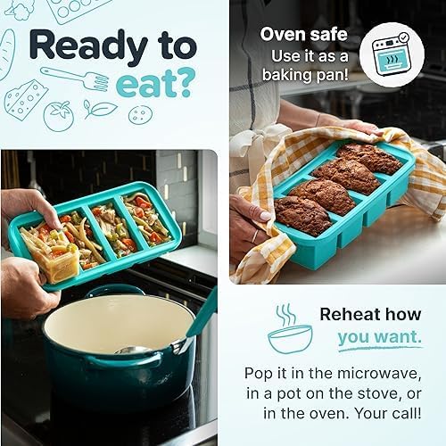 Souper Cubes 2 Cup Silicone Freezer Molds - Versatile Soup & Meal Prep Containers | Aqua 2-Pack