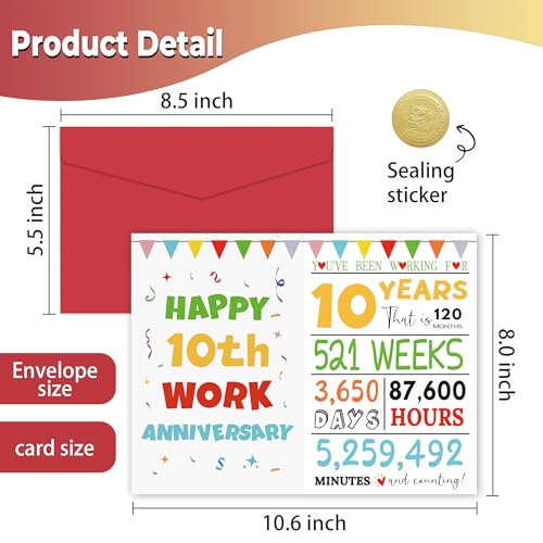 Heollaok 10th Work Anniversary Card - Thoughtful Employee Thank You
