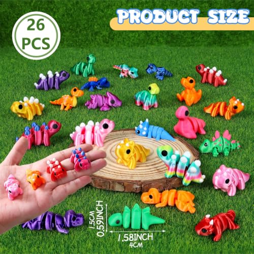 26-Piece 3D Printed Articulated Dinosaur Fidget Toy Set
