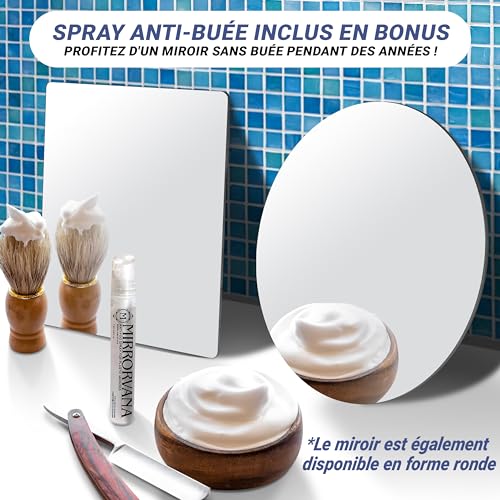 MIRRORVANA Fogless Shower Mirror for Shaving - 6.3" Square Shatterproof