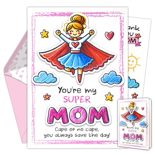 5x7 Mother's Day Card from Kids with Matching Envelope & Stickers