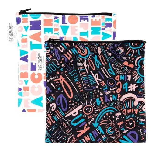 Bumkins Reusable Sandwich & Snack Bags - Large 2-Pack, Waterproof Fabric