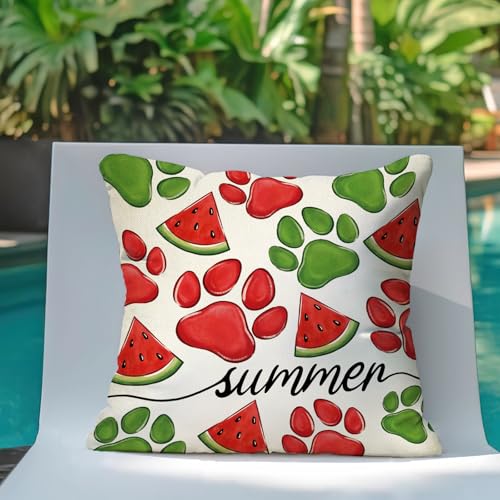 Summer Watermelon Throw Pillow Covers Set of 4 - 16x16 Decorative Cushions