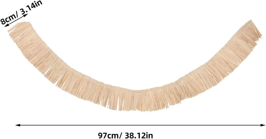 Skiennix Natural Raffia Fringe Trim - Handmade Straw Tassels for Boho Decor | DIY Wall Hanging
