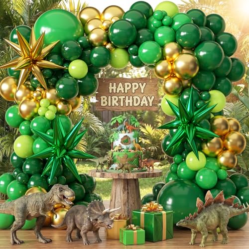 Green and Gold Balloon Arch Kit – 51pcs Balloons with Stars