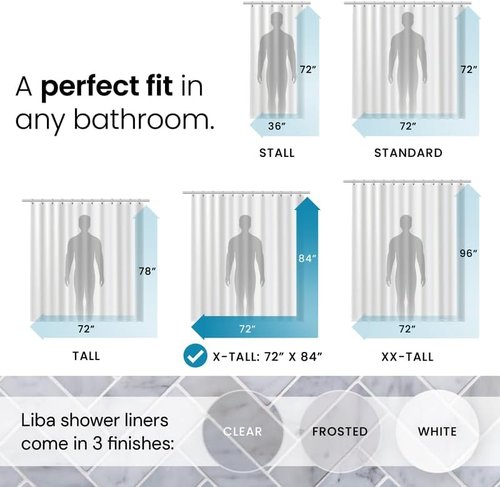LiBa Waterproof Shower Curtain - Premium Non-Toxic PEVA Liner with Rust-Proof Grommets | Clear 72x84