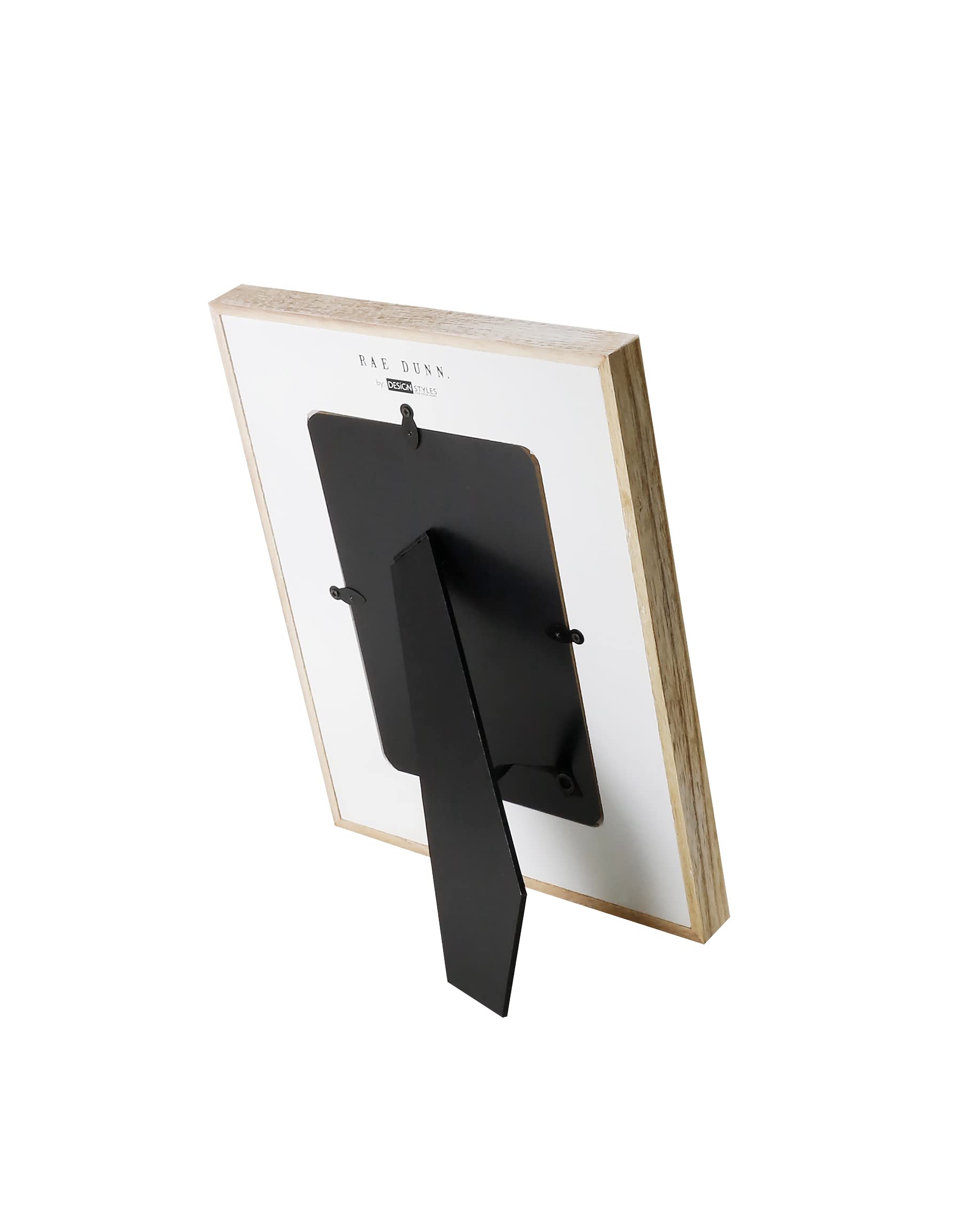 Rae Dunn 5 x 7 Inch Picture Frame Wood - Farmhouse Photo Frame for Wall Hanging or Desk / Tabletop Display - Rustic Frames for Family Photos, Couples, Kids, Pets - Home and Office Décor, "Smile"