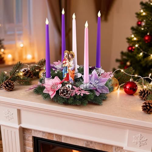 Christmas Advent Wreath Candle Holder - Standing Style with Flameless Candles