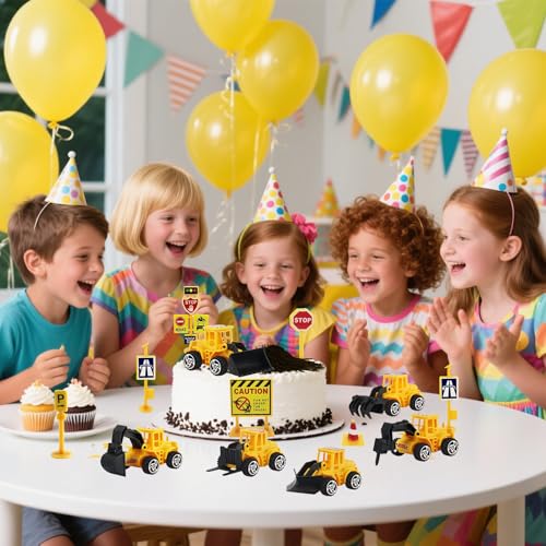 16pc Mini Construction Vehicle Cake Toppers Set - Variety 3