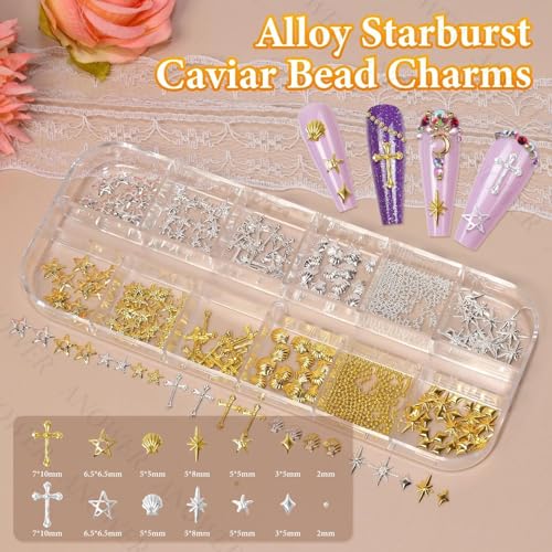 Anower 3-Box Nail Charms Kit with 3D Butterfly, Rhinestones, and Beads