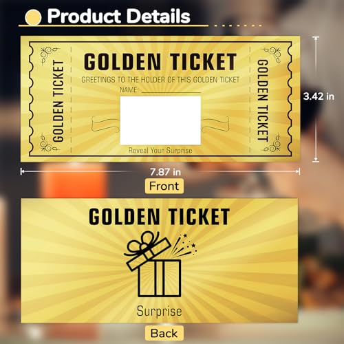 Golden Ticket Surprise Scratch Off Cards - 2 Pcs Gift Reveal Set