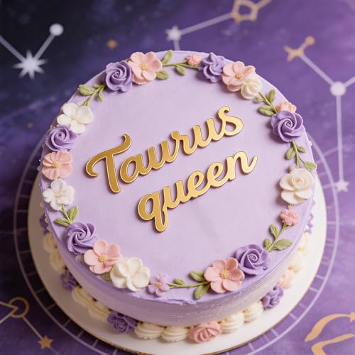 Taurus Queen Cake Topper - Gold Acrylic Zodiac Decoration