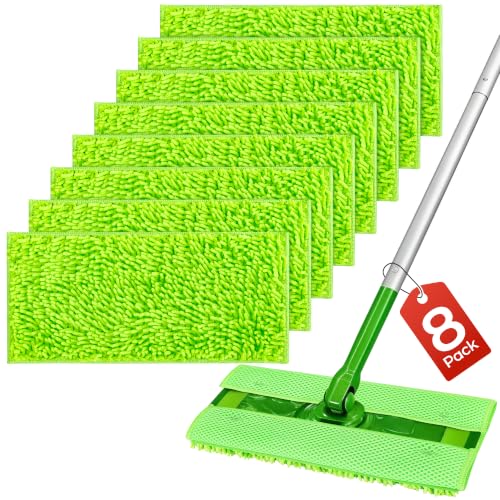 FIXSMITH Reusable Mop Pads for Swiffer Sweeper - 8 Pack Microfiber Refills